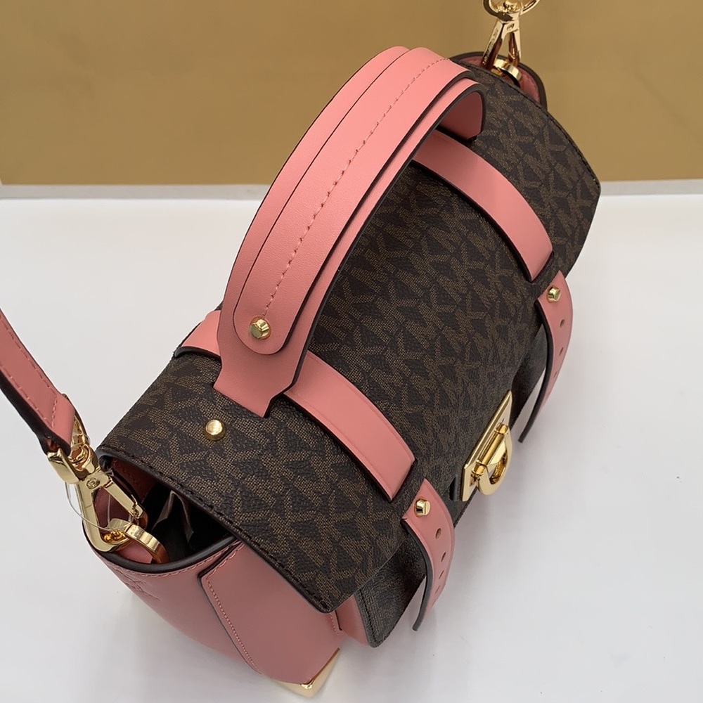 MICHAEL KORS
Manhattan Medium Leather and Logo Satchel PRIMROSE/ BROWN SIGNATURE - Picture 8 of 15